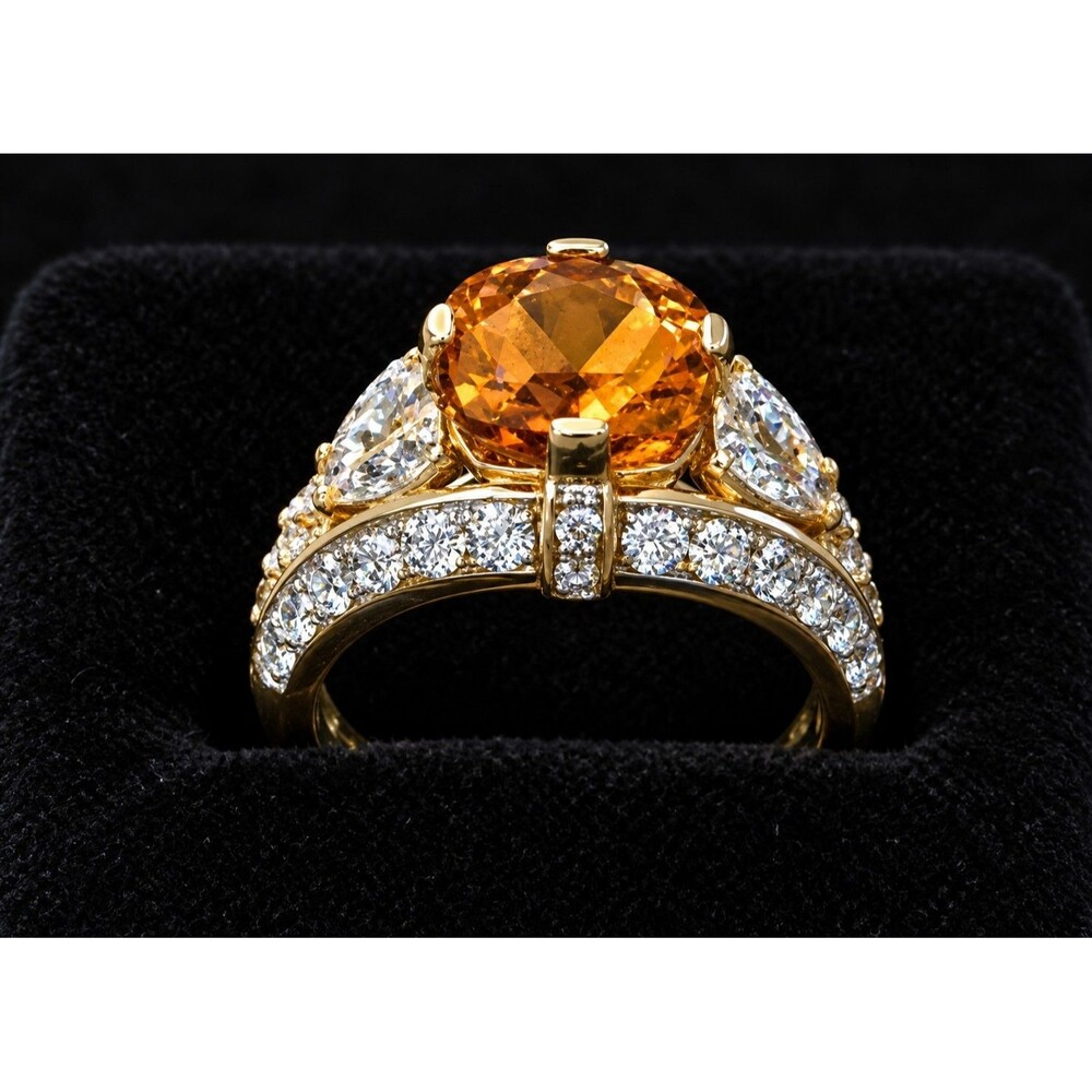 Victoria Wieck Sterling Silver 925 Two-Tone Natural Fire Citrine Ring Sz 7.25